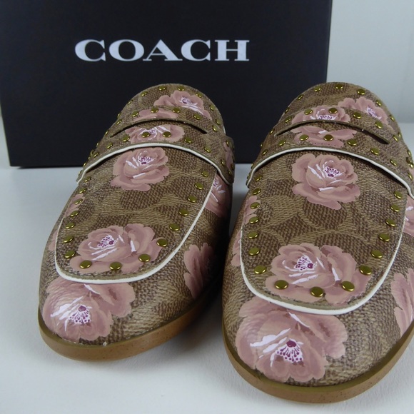 Coach Fiona Loafer Mules Floral Print Signature C - Picture 1 of 8